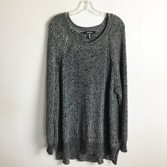 Ellen Tracy Black & White Hi-Low Hem Chunky Knit Sweater Size XXL - Picture 1 of 4